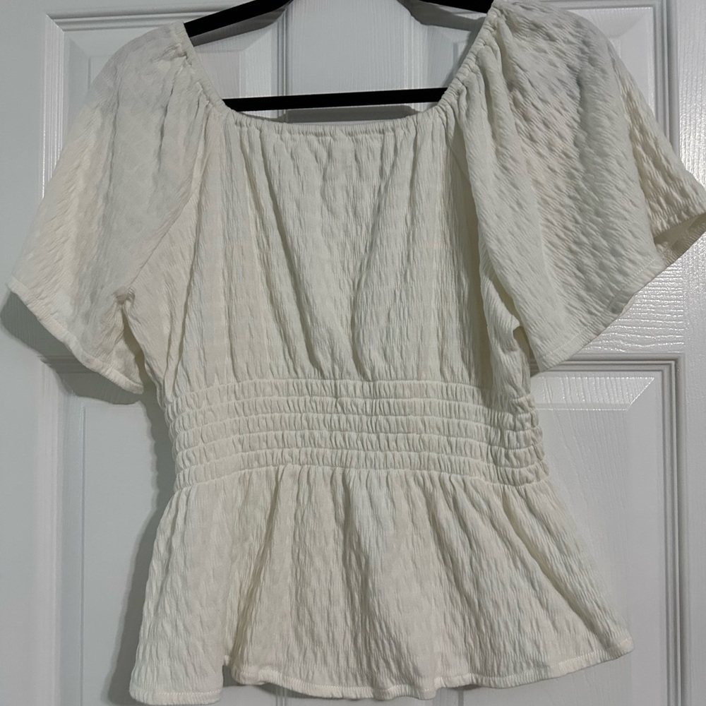 Madewell Cream Textured Blouse